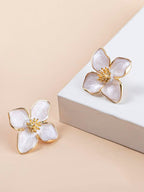 Enamel Flower Stud Earrings – Minimalist Jewellery for Women