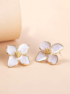 Enamel Flower Stud Earrings – Minimalist Jewellery for Women