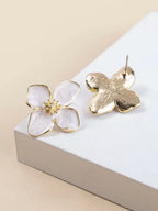 Enamel Flower Stud Earrings – Minimalist Jewellery for Women