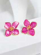 Enamel Flower Stud Earrings – Minimalist Jewellery for Women
