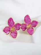 Enamel Flower Stud Earrings – Minimalist Jewellery for Women