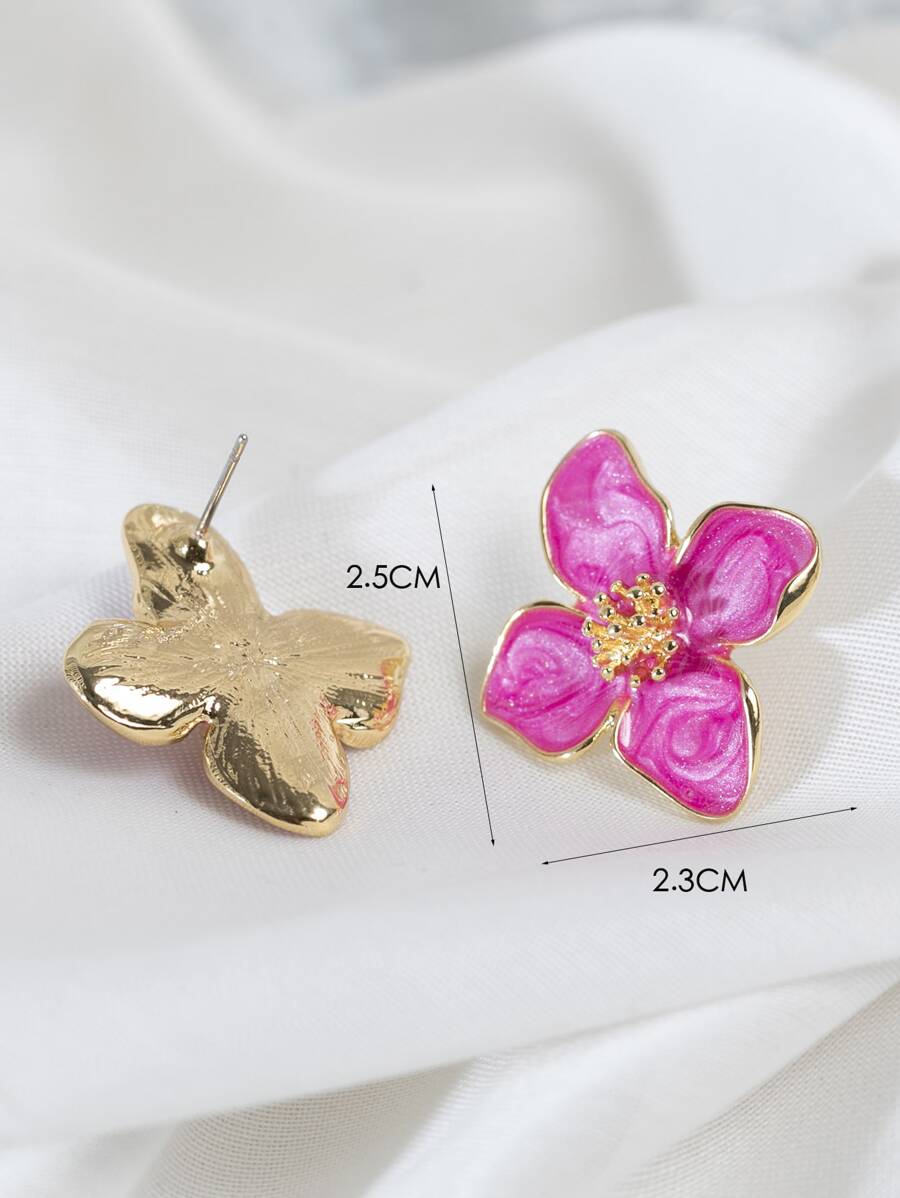 Enamel Flower Stud Earrings – Minimalist Jewellery for Women