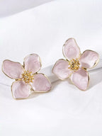 Enamel Flower Stud Earrings – Minimalist Jewellery for Women