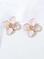 Enamel Flower Stud Earrings – Minimalist Jewellery for Women