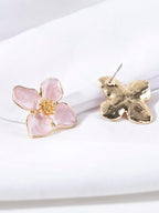 Enamel Flower Stud Earrings – Minimalist Jewellery for Women