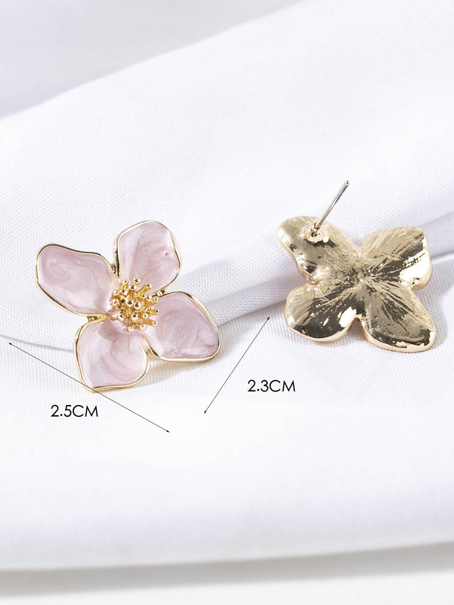 Enamel Flower Stud Earrings – Minimalist Jewellery for Women
