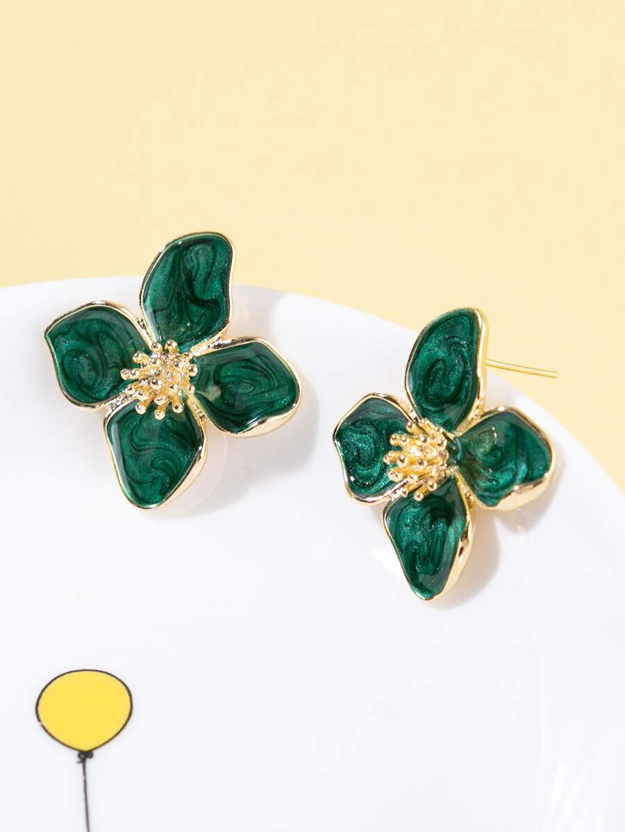 Enamel Flower Stud Earrings – Minimalist Jewellery for Women