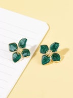 Enamel Flower Stud Earrings – Minimalist Jewellery for Women
