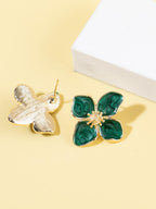 Enamel Flower Stud Earrings – Minimalist Jewellery for Women