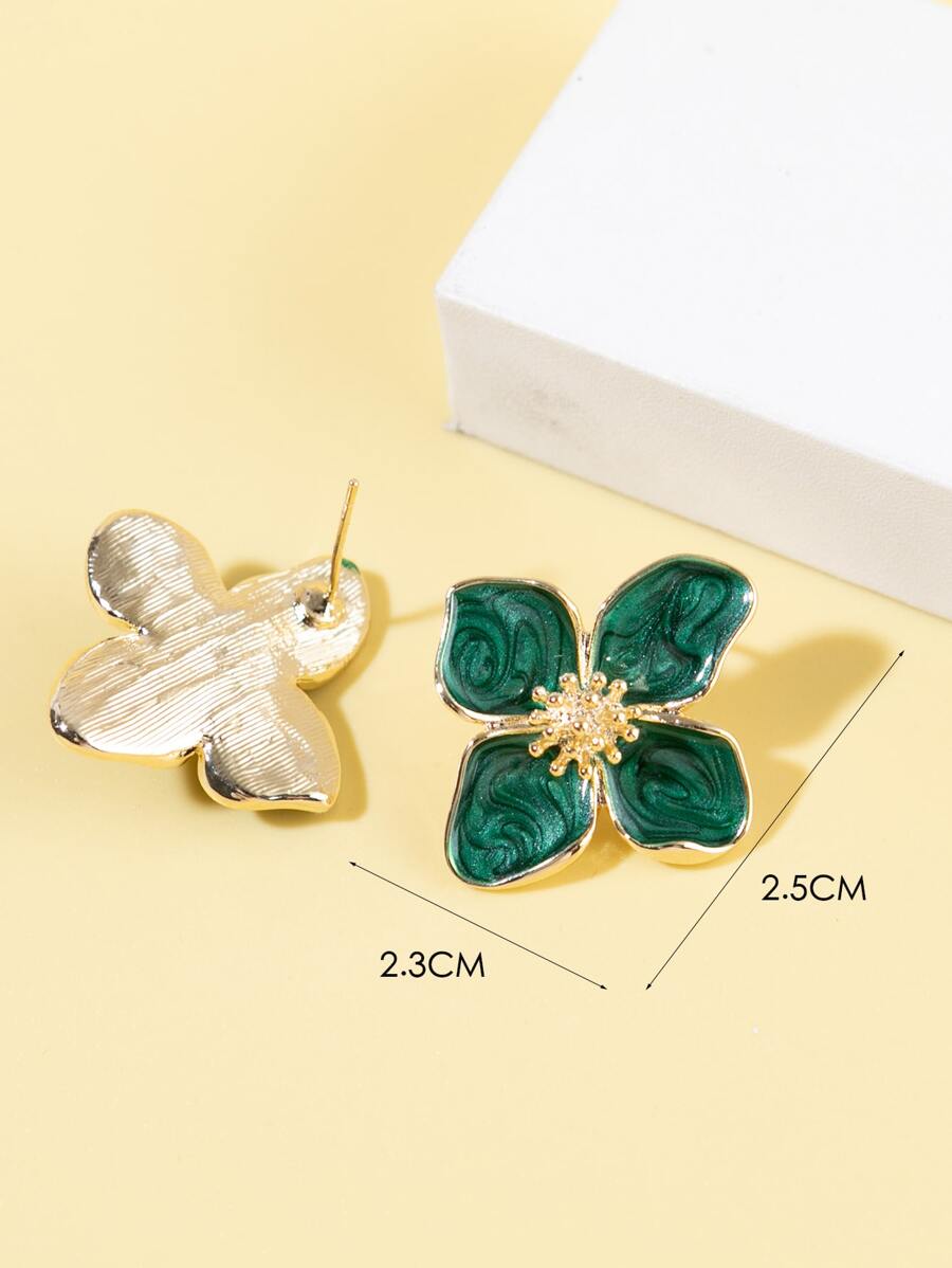 Enamel Flower Stud Earrings – Minimalist Jewellery for Women