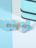 Enamel Flower Stud Earrings – Minimalist Jewellery for Women