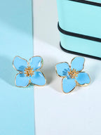 Enamel Flower Stud Earrings – Minimalist Jewellery for Women