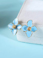 Enamel Flower Stud Earrings – Minimalist Jewellery for Women