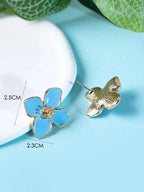 Enamel Flower Stud Earrings – Minimalist Jewellery for Women