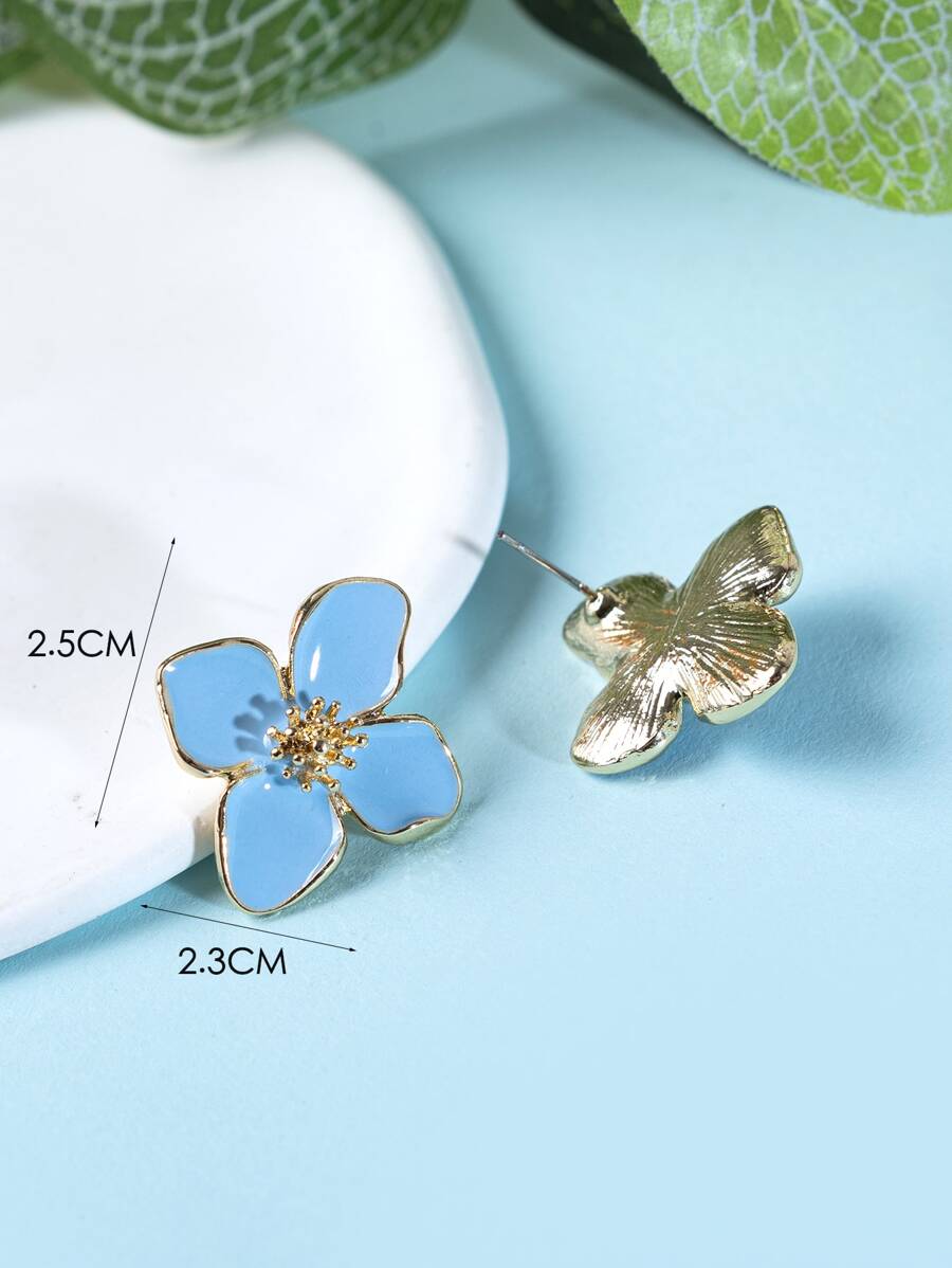 Enamel Flower Stud Earrings – Minimalist Jewellery for Women