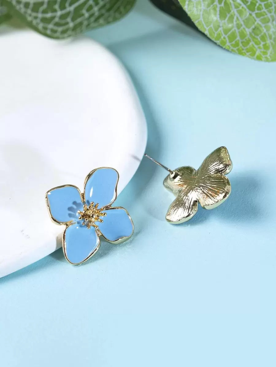 Enamel Flower Stud Earrings – Minimalist Jewellery for Women