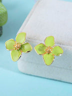 Enamel Flower Stud Earrings – Minimalist Jewellery for Women