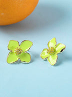 Enamel Flower Stud Earrings – Minimalist Jewellery for Women