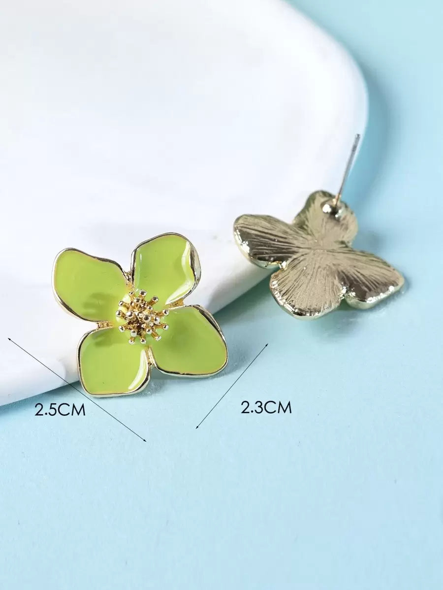Enamel Flower Stud Earrings – Minimalist Jewellery for Women