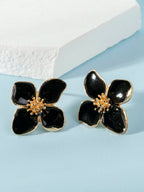 Enamel Flower Stud Earrings – Minimalist Jewellery for Women