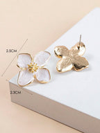 Enamel Flower Stud Earrings – Minimalist Jewellery for Women