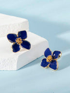 Enamel Flower Stud Earrings – Minimalist Jewellery for Women