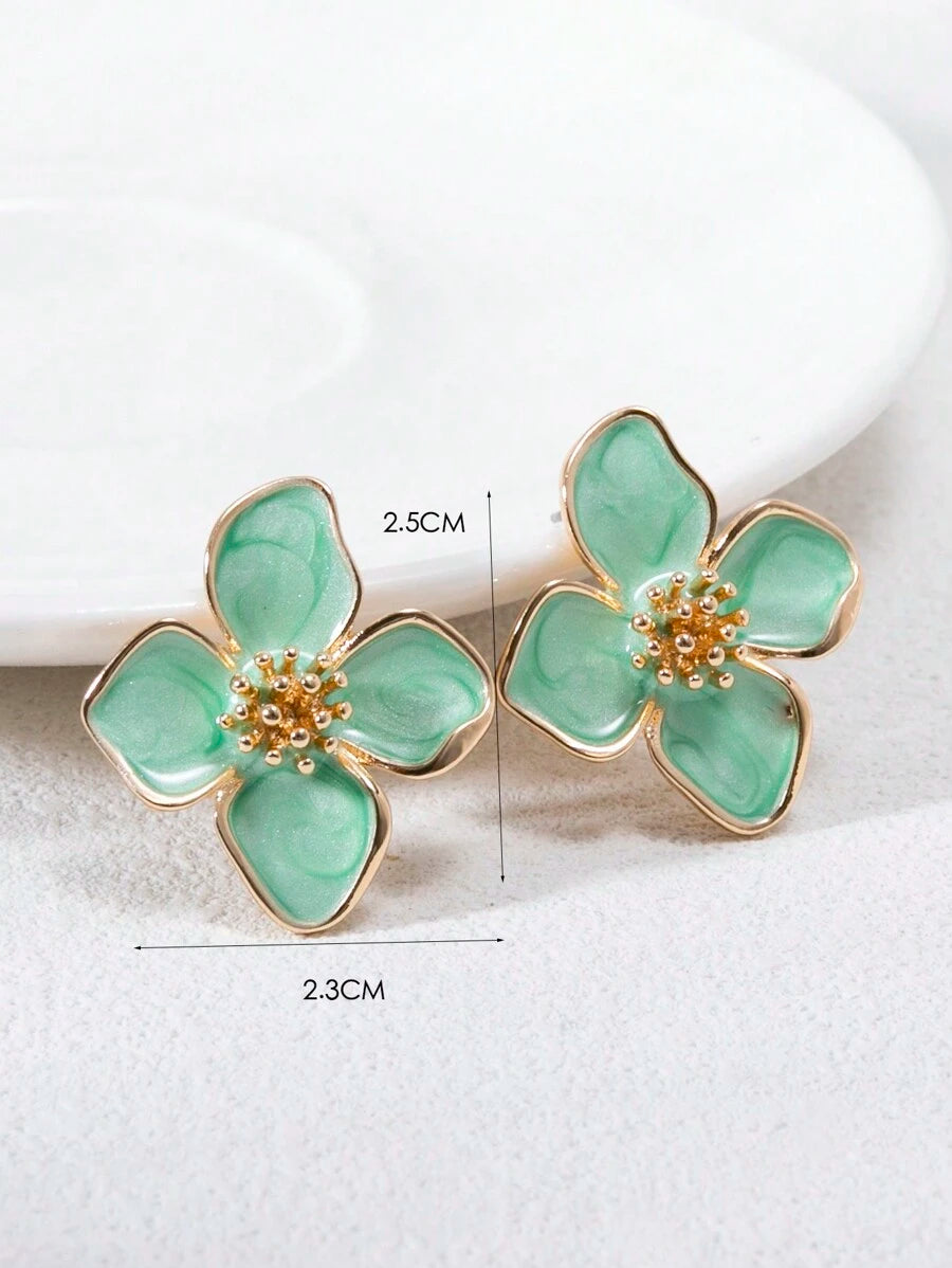Enamel Flower Stud Earrings – Minimalist Jewellery for Women