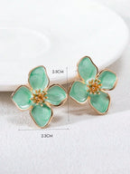 Enamel Flower Stud Earrings – Minimalist Jewellery for Women