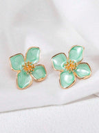Enamel Flower Stud Earrings – Minimalist Jewellery for Women