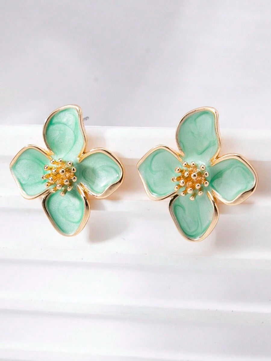 Enamel Flower Stud Earrings – Minimalist Jewellery for Women
