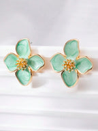 Enamel Flower Stud Earrings – Minimalist Jewellery for Women