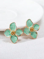 Enamel Flower Stud Earrings – Minimalist Jewellery for Women