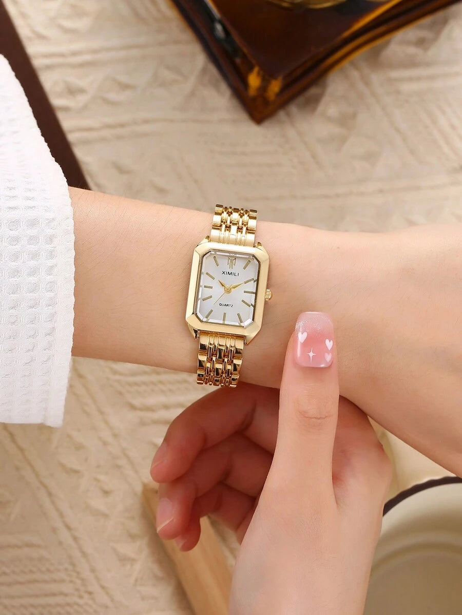 Pearl Bracelet Watch – Square Dial Dress Watch for Women