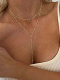 Beaded Tassel Y-Shaped Layered Necklace – Fashion Jewellery for Women
