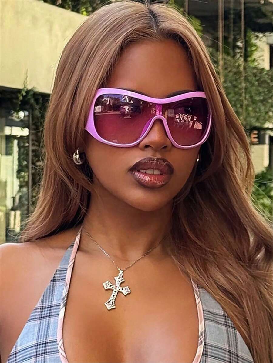 Wraparound Shield Fashion Glasses – Y2K Beach Eyewear for Women