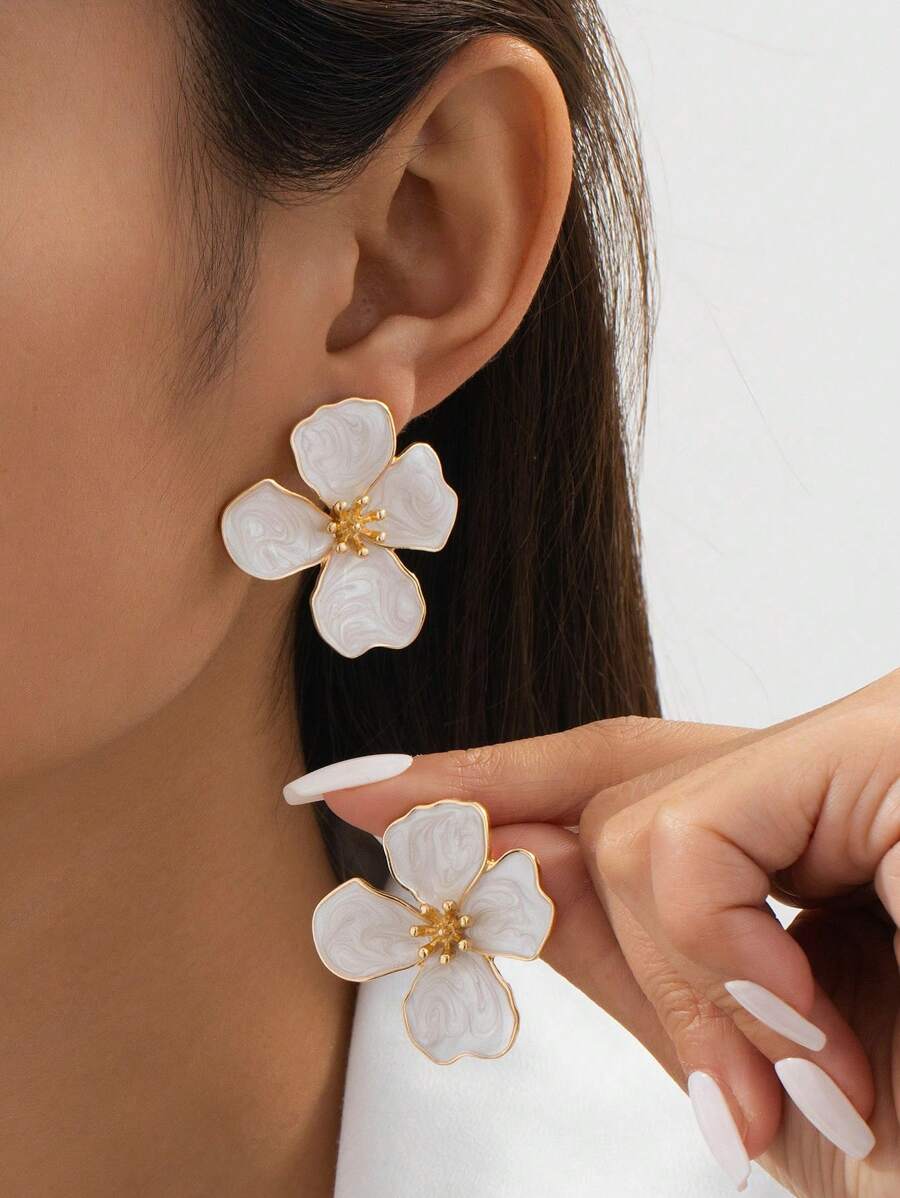 Tie Dye Drip Flower Asymmetric Stud Earrings – Jewellery for Women