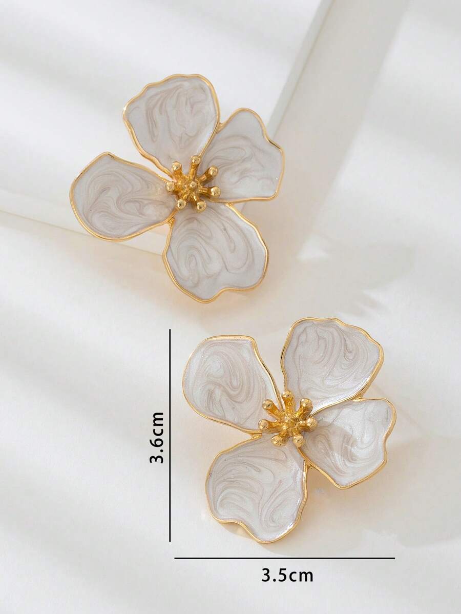 Tie Dye Drip Flower Asymmetric Stud Earrings – Jewellery for Women