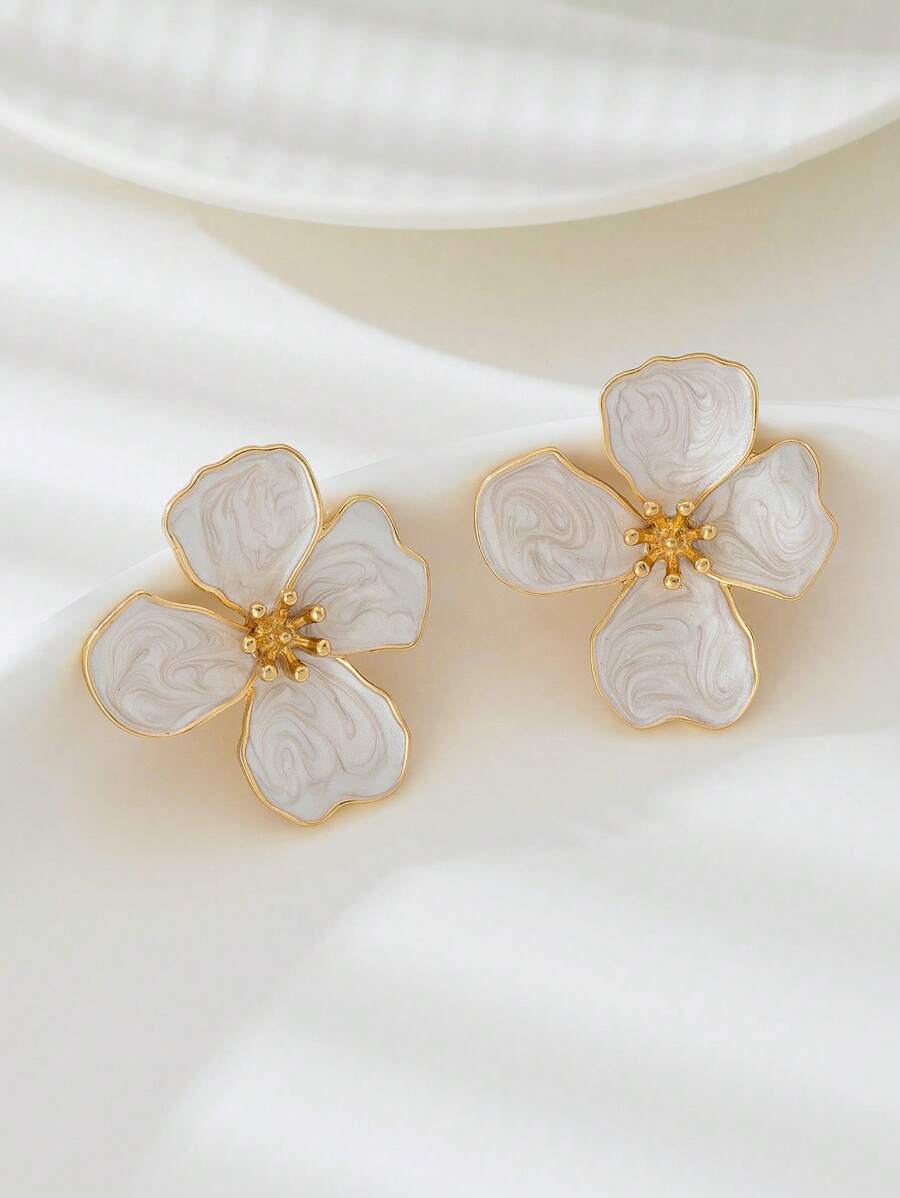 Tie Dye Drip Flower Asymmetric Stud Earrings – Jewellery for Women