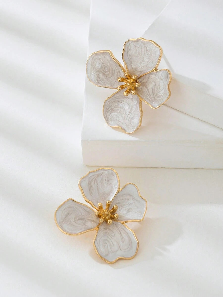 Tie Dye Drip Flower Asymmetric Stud Earrings – Jewellery for Women