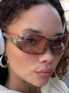 Y2K Wraparound Fashion Glasses – Futuristic Street Style Eyewear