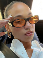 Small Black Frame Cat Eye Glasses – Orange Lens Eyewear for Women