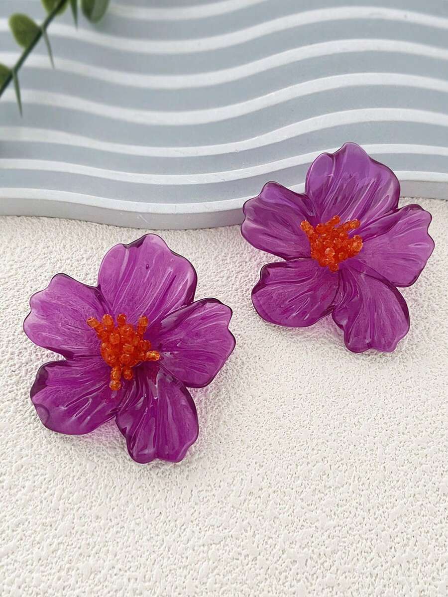 Colourful Resin Flower Earrings – Boho Jewellery for Women