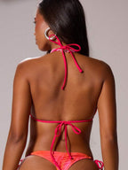 Floral Print Triangle Halter Bikini Top – Summer Beach Vacation Swimwear