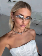 Y2K Futuristic Silver Sport Fashion Glasses – Street Style Eyewear