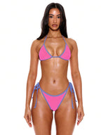 Halterneck Contrast Trim Triangle Bikini Bottom – Summer Beach Vacation Swimwear