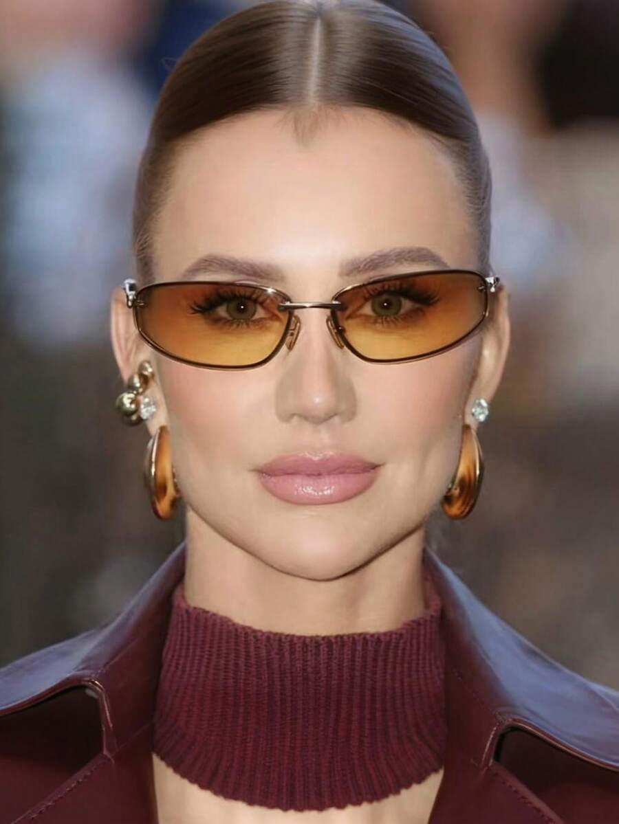 Oval Frameless Y2K Fashion Glasses – Retro Eyewear for Women