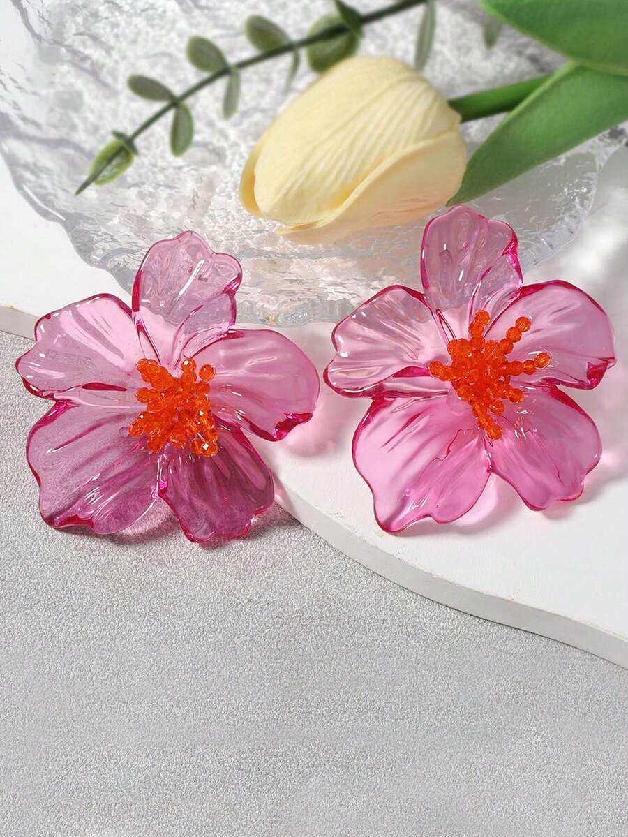 Colourful Resin Flower Earrings – Boho Jewellery for Women