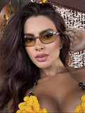 Oval Frameless Y2K Fashion Glasses – Retro Eyewear for Women
