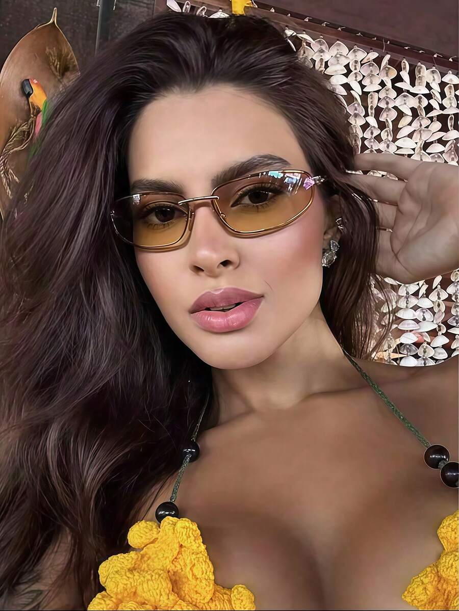 Oval Frameless Y2K Fashion Glasses – Retro Eyewear for Women