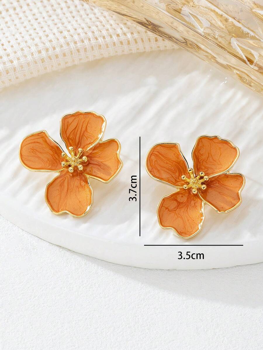Tie Dye Drip Flower Asymmetric Stud Earrings – Jewellery for Women
